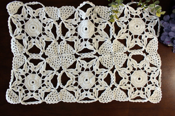 16 Inch, Chunky Crochet Doily, or Small Centerpiece, White Handmade Doily 16634 - The Vintage TeacupDoilies