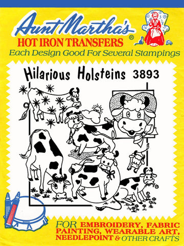 Embroidery, Transfer Pattern, 3893 Hilarious Holsteins, Hot Iron Transfers, Cows - The Vintage TeacupHot Iron Transfers