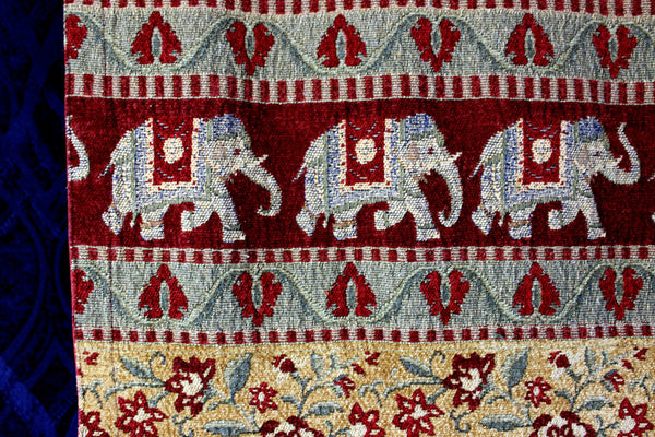 Elephant Tapestry, Throw Rug, Woven with Tassels, Elephants Motif, Woven and Lined 17930