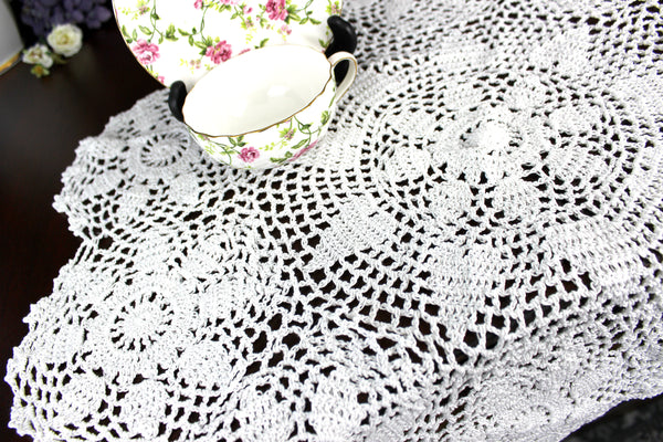 Huge White Doily, 26 Inch Crochet Doily, or Topper, Hand Made 18307