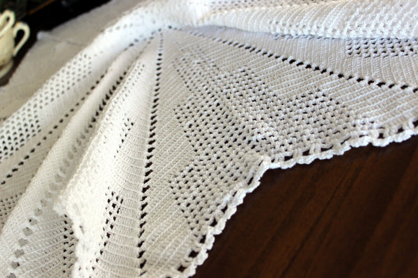 Large Crochet Topper, Large Crocheted Centerpiece, White Table Cover 13523 - The Vintage TeacupDoilies