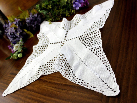 Large White Centerpiece, Star Shaped Doily - Hand Crocheted Doily 14941 - The Vintage TeacupDoilies