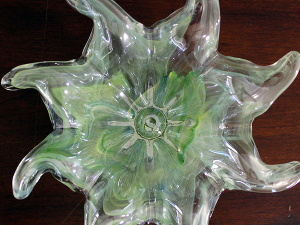 Lavorazione ARTE MURANO, Green Venetian Art Glass Vase Italy 17889 - The Vintage TeacupAntique & Vintage