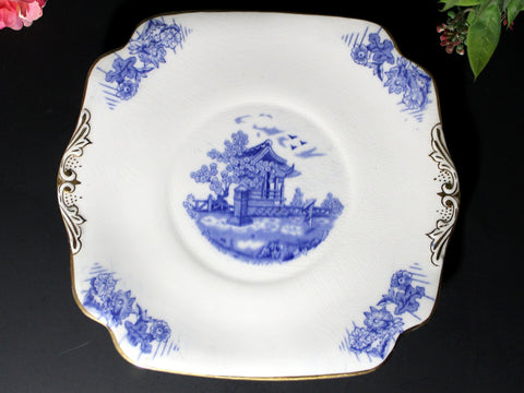 Royal Crown Pottery Square 9in Plate - "BALFOUR" Made in England. Plate Only - The Vintage Teacup