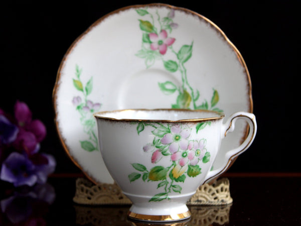 Royal Stafford Tea Cup & Saucer, Floral Teacup, Made in England -J - The Vintage TeacupTeacups