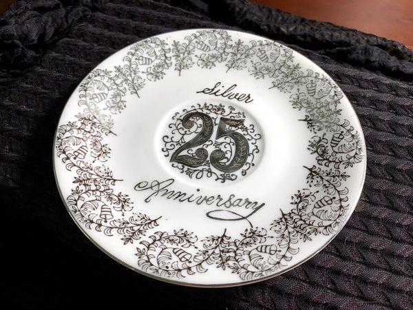 Silver Anniversary Orphan Saucer -Made in Japan, No Teacup Plate Only -G - The Vintage TeacupSaucer