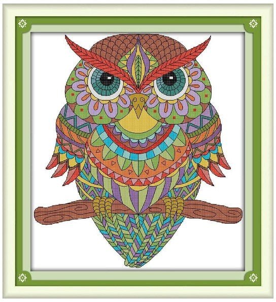 Maydear Stamped Cross Stitch Kits for Beginners DIY 11CT - Cartoon owl 19×9  inch