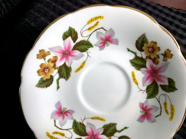 Sutherland Floral Orphan Saucer, Made in England. No Teacup Plate Only -E - The Vintage TeacupSaucer