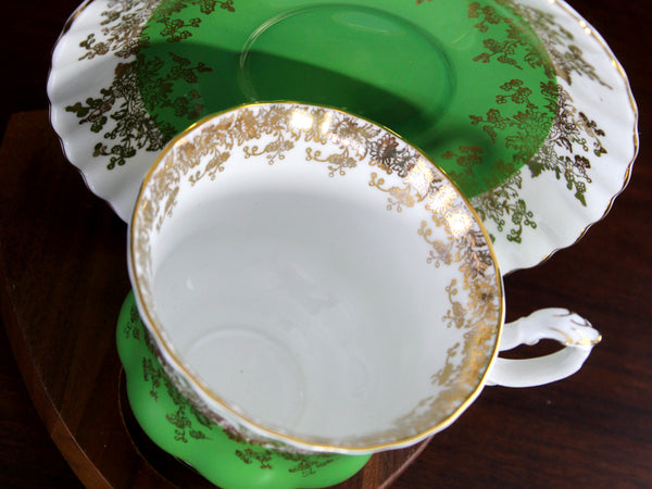 Royal Albert Tea Cup & Saucer, Green Regal Series Teacup, Montrose Shape -K24