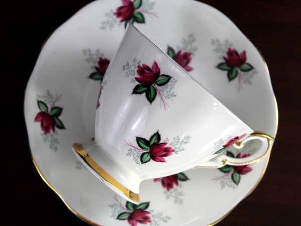 Royal Standard Teacup, Rosebud Chintz Cup and Saucer , English Bone China -K24