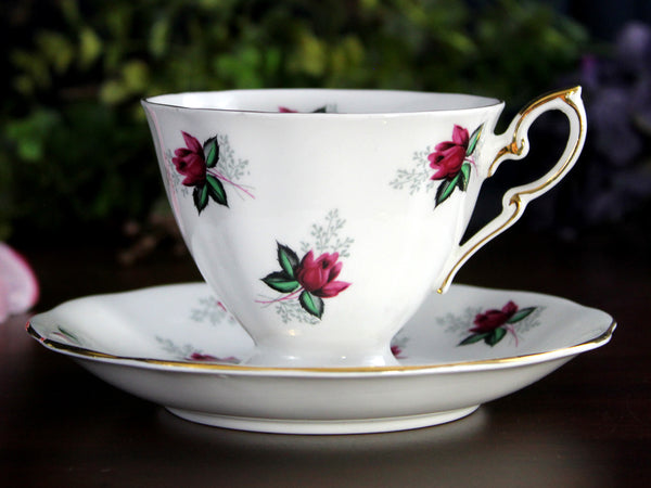 Royal Standard Teacup, Rosebud Chintz Cup and Saucer , English Bone China -K24