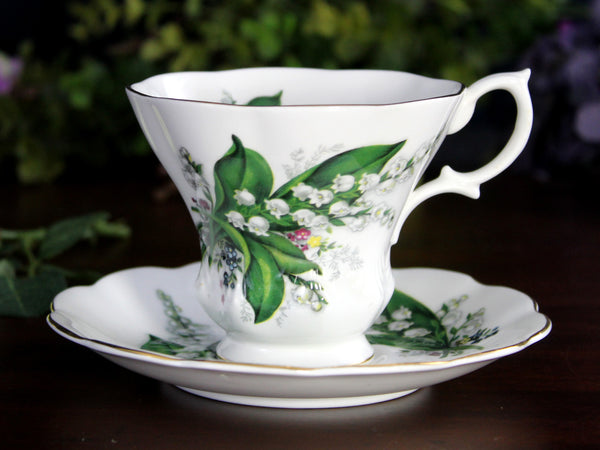 Lily of The Valley Teacup, Royal Albert Tea Cup and Saucer, English Bone China -K24