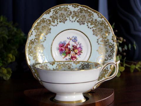 Paragon Bone China Tea Cup, Duck Egg Blue Teacup & Saucer, Pheasant Cup -J