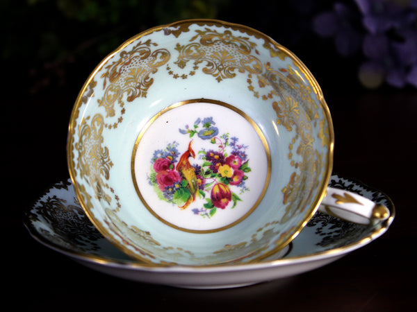 Paragon Bone China Tea Cup, Duck Egg Blue Teacup & Saucer, Pheasant Cup -J