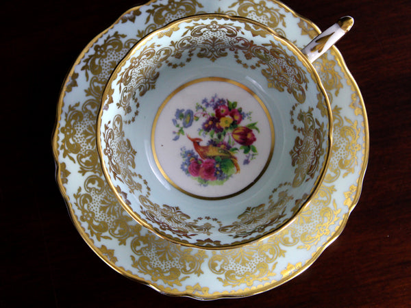 Paragon Bone China Tea Cup, Duck Egg Blue Teacup & Saucer, Pheasant Cup -J