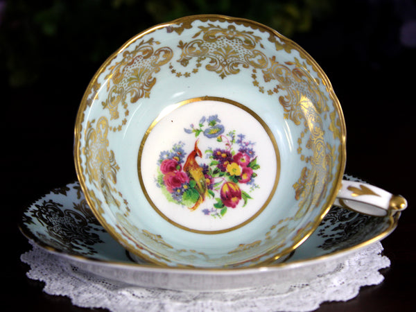 Paragon Bone China Tea Cup, Duck Egg Blue Teacup & Saucer, Pheasant Cup -J