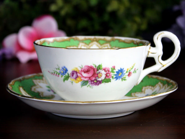 Royal Grafton Academy Teacup, Wide Mouthed, Floral Interior, Cup & Saucer -K24