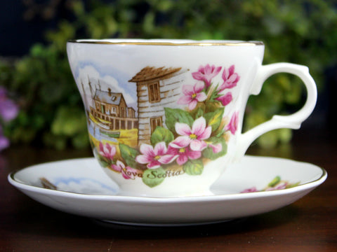 Crown Trent Teacup & Saucer, "Nova Scotia" Tea Cup, Made in England -K24