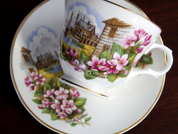 Crown Trent Teacup & Saucer, "Nova Scotia" Tea Cup, Made in England -K24