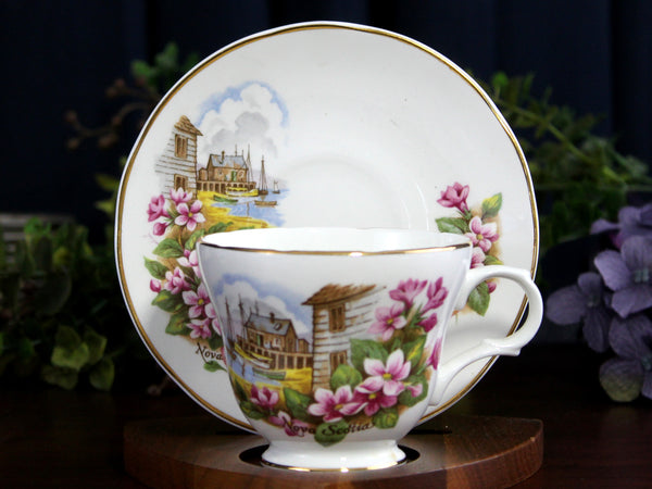 Crown Trent Teacup & Saucer, "Nova Scotia" Tea Cup, Made in England -K24