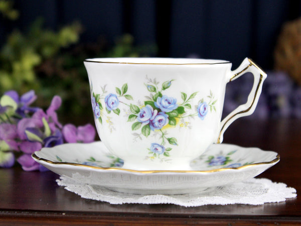 Aynsley Marine Rose Tea Cup, Teacup and Saucer, Crocus Shaped 18368