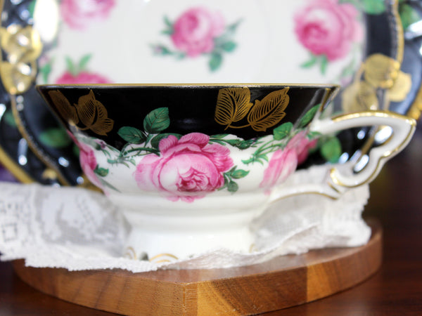 Mitterteich Trio, Footed Teacup & Saucer, Roses, Bavaria Germany 18431