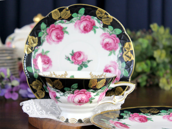 Mitterteich Trio, Footed Teacup & Saucer, Roses, Bavaria Germany 18431