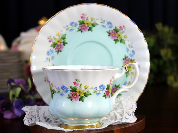 Royal Albert Bone China, Cup & Saucer, Blue Gradient, Montrose Shape 18432