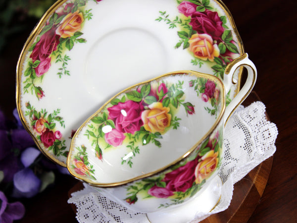 Old Country Roses Teacup, Royal Albert Avon Shaped Tea Cup and Saucer 18434