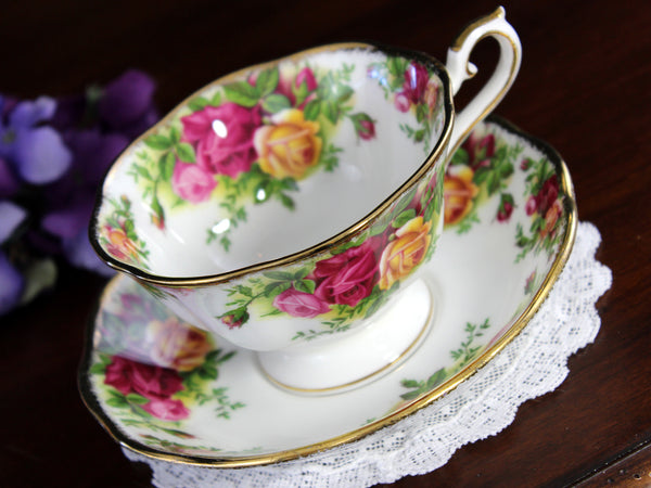 Old Country Roses Teacup, Royal Albert Avon Shaped Tea Cup and Saucer 18434