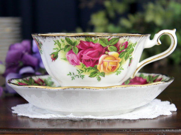 Old Country Roses Teacup, Royal Albert Avon Shaped Tea Cup and Saucer 18434