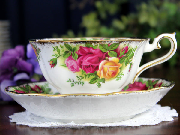 Old Country Roses Teacup, Royal Albert Avon Shaped Tea Cup and Saucer 18434