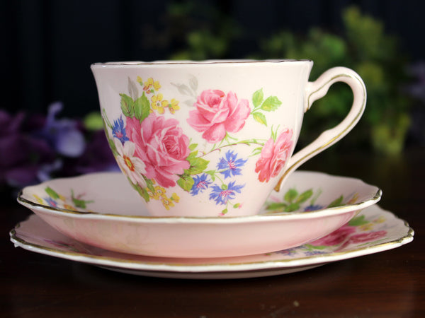 Pink Colclough Trio, Vintage Tea Cup & Saucer, English Bone China 18436