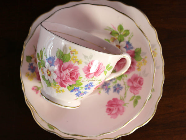 Pink Colclough Trio, Vintage Tea Cup & Saucer, English Bone China 18436