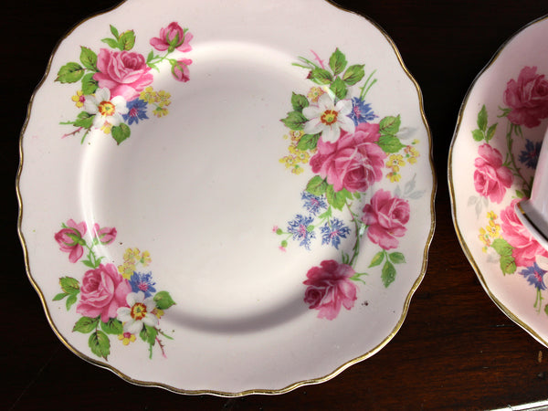 Pink Colclough Trio, Vintage Tea Cup & Saucer, English Bone China 18436