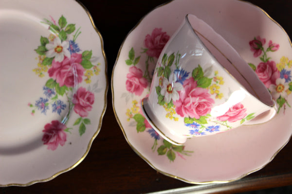 Pink Colclough Trio, Vintage Tea Cup & Saucer, English Bone China 18436