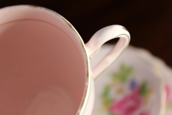 Pink Colclough Trio, Vintage Tea Cup & Saucer, English Bone China 18436