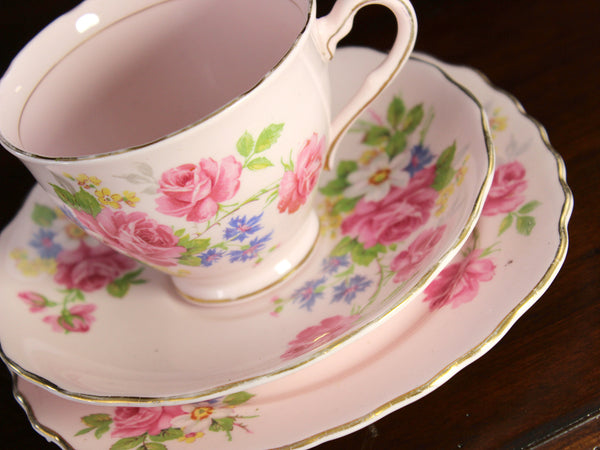 Pink Colclough Trio, Vintage Tea Cup & Saucer, English Bone China 18436