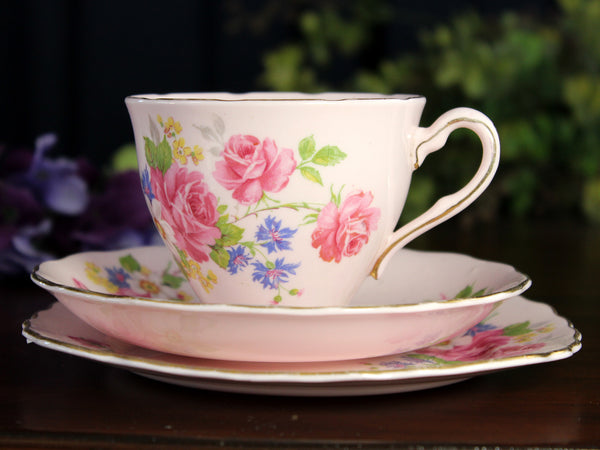 Pink Colclough Trio, Vintage Tea Cup & Saucer, English Bone China 18436