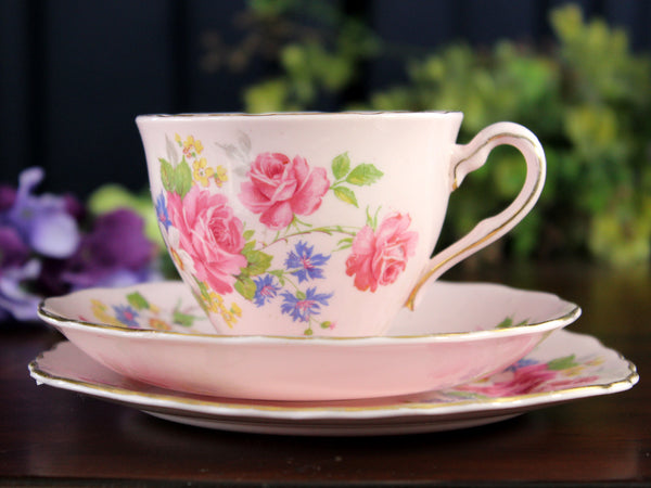 Pink Colclough Trio, Vintage Tea Cup & Saucer, English Bone China 18436