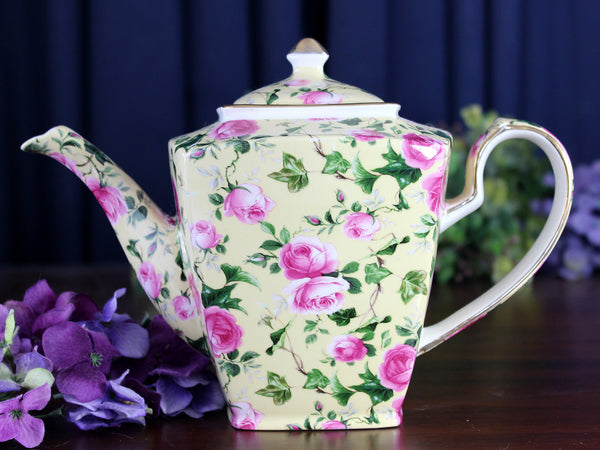 Tall Chintz Teapot, Arthur Wood Tea Pot, Large 4 Cup Capacity, Dreamy Roses 18439