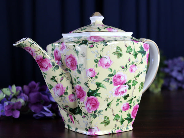 Tall Chintz Teapot, Arthur Wood Tea Pot, Large 4 Cup Capacity, Dreamy Roses 18439