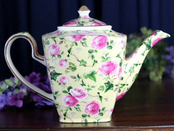 Tall Chintz Teapot, Arthur Wood Tea Pot, Large 4 Cup Capacity, Dreamy Roses 18439