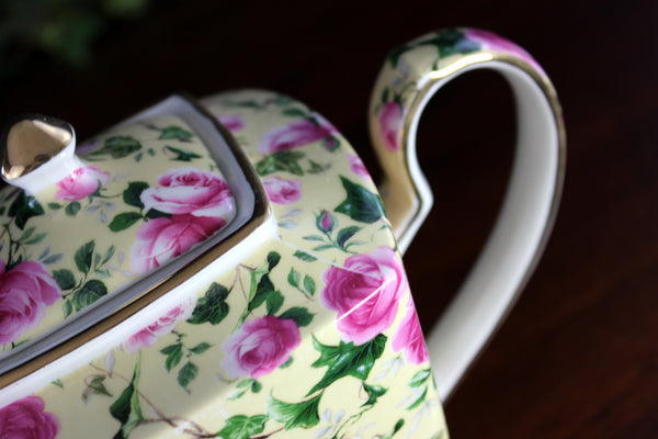 Tall Chintz Teapot, Arthur Wood Tea Pot, Large 4 Cup Capacity, Dreamy Roses 18439