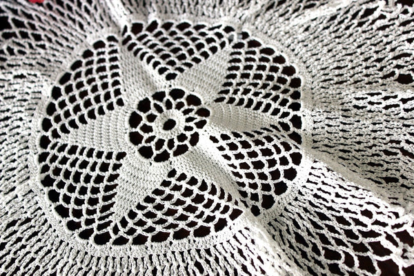 11 Inch, White, Open Worked Doily, Ruffled Edged Doily, Knit Doilies 16831 - The Vintage TeacupDoilies