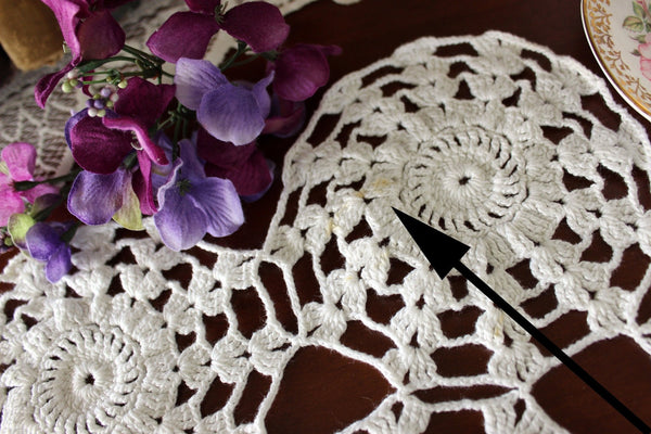15 Inch Large Crochet Doily or Centerpiece in Off White, Chunky Thread, Hand Crocheted - 16428 - The Vintage TeacupDoilies