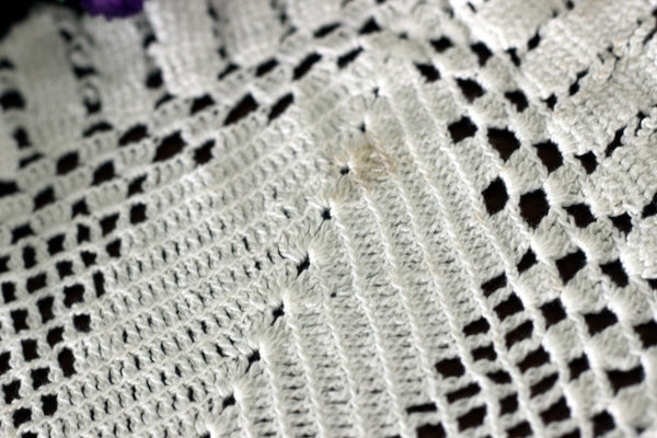 15 Inch Large Crochet Square Doily or Centerpiece in White, Chunky Thread, Hand Crocheted - 17093 - The Vintage TeacupDoilies