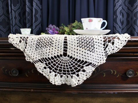 16 Inch Large Crochet Doily or Centerpiece in Cream, Hand Crocheted, Square Doily 18004 - The Vintage TeacupDoilies