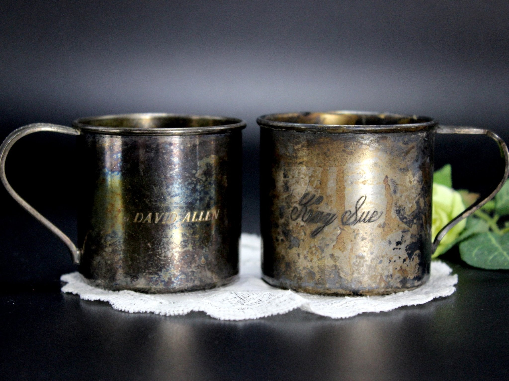  Blue Silver plate on copper 杯 2個 Royal Blue Silver plate on copper 杯 2個