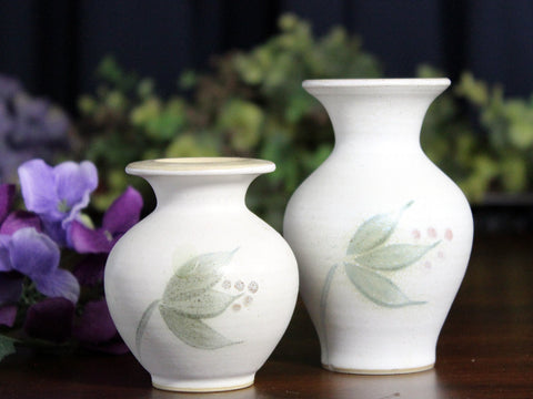 2 Small Studio Pottery Hand Painted Stoneware Vases, Zair Thornbury Pottery 17911 - The Vintage TeacupTeacups